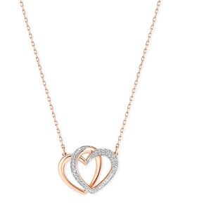 Swarovski Rose Gold Interlocking Heart Necklace with Pavé Crystals
